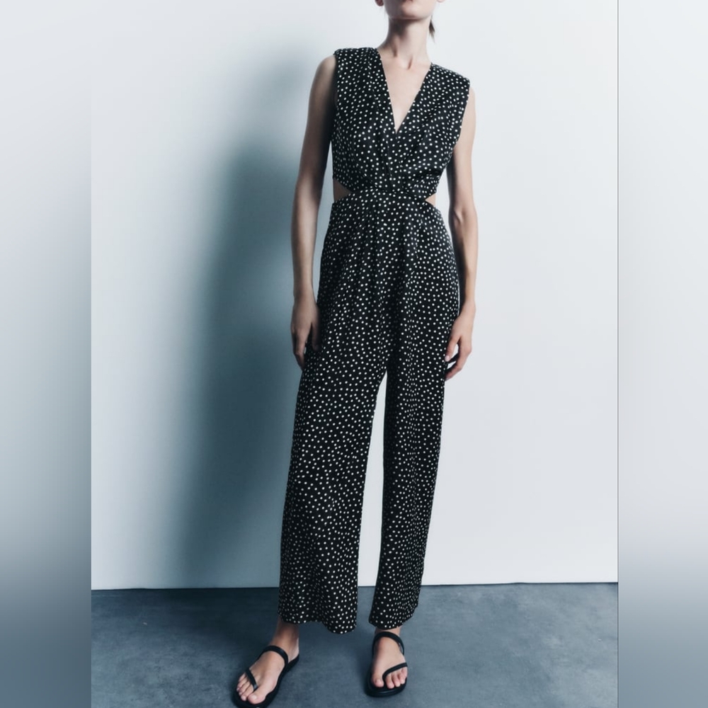 ZARA LONG POLKA JUMPSUIT